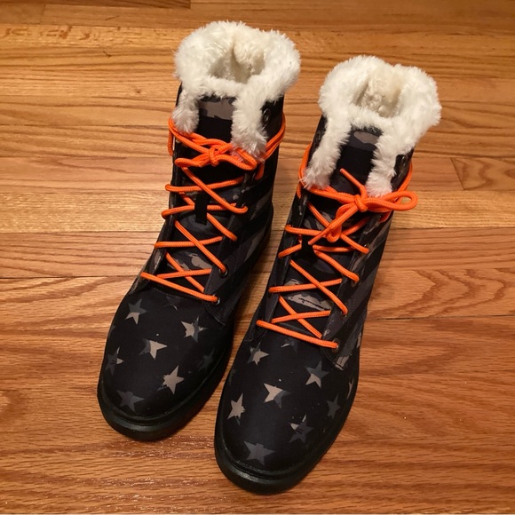 NEW RAAD Camo Stars Stripes Work Boots 8.0 8.5 Camouflage Green Black Shearling - Picture 3 of 12